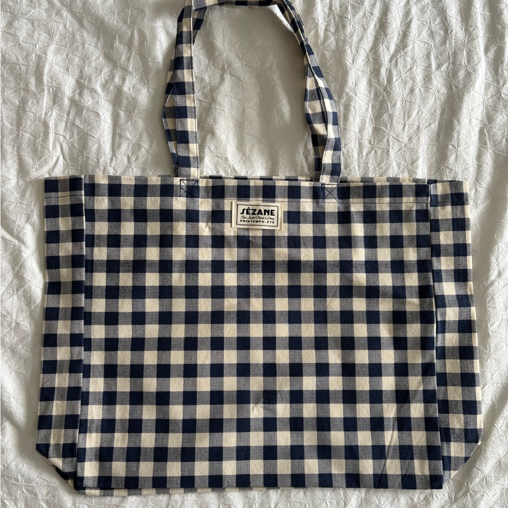 Sézane Checkered Tote Bag